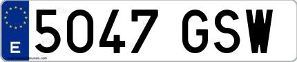 Ejemplo de matrícula española 5047 GSW