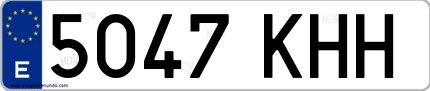 Ejemplo de matrícula española 5047 KHH