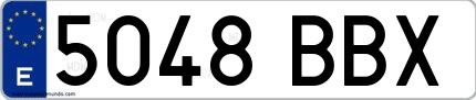 Ejemplo de matrícula española 5048 BBX