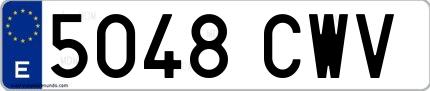 Ejemplo de matrícula española 5048 CWV