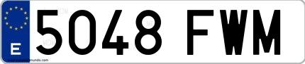 Ejemplo de matrícula española 5048 FWM