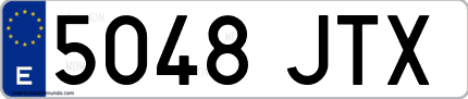 Ejemplo de matrícula de coche ordinaria 5048 JTX