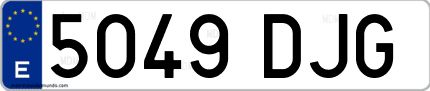 Ejemplo de matrícula de coche ordinaria 5049 DJG