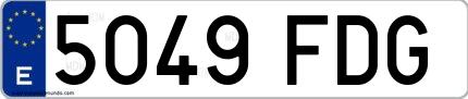 Ejemplo de matrícula española 5049 FDG
