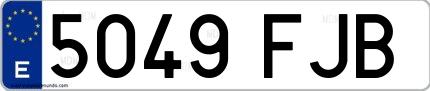 Ejemplo de matrícula española 5049 FJB
