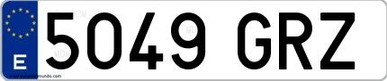 Ejemplo de matrícula española 5049 GRZ