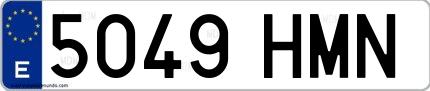 Ejemplo de matrícula española 5049 HMN