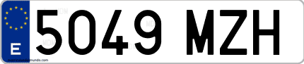 Ejemplo de matrícula de coche ordinaria 5049 MZH