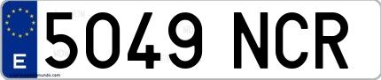 Ejemplo de matrícula española 5049 NCR
