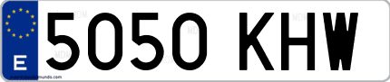 Ejemplo de matrícula de coche ordinaria 5050 KHW
