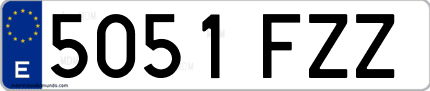 Ejemplo de matrícula de coche ordinaria 5051 FZZ
