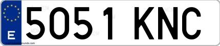 Ejemplo de matrícula española 5051 KNC
