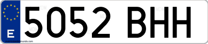 Ejemplo de matrícula de coche ordinaria 5052 BHH