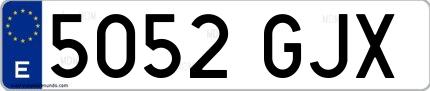 Ejemplo de matrícula española 5052 GJX