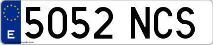 Ejemplo de matrícula de coche ordinaria 5052 NCS