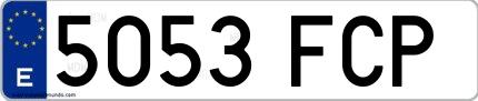 Ejemplo de matrícula española 5053 FCP