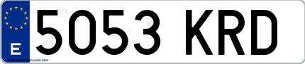 Ejemplo de matrícula española 5053 KRD