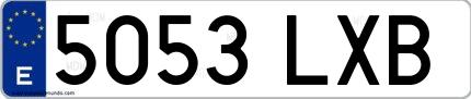 Ejemplo de matrícula española 5053 LXB