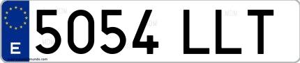 Ejemplo de matrícula española 5054 LLT