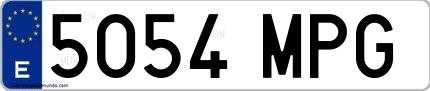 Ejemplo de matrícula española 5054 MPG