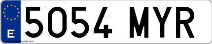 Ejemplo de matrícula española 5054 MYR
