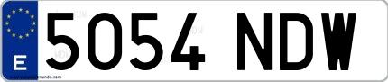 Ejemplo de matrícula española 5054 NDW