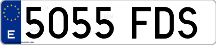 Ejemplo de matrícula de coche ordinaria 5055 FDS