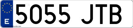 Ejemplo de matrícula de coche ordinaria 5055 JTB