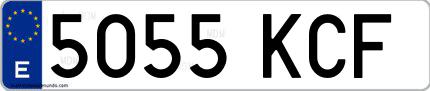 Ejemplo de matrícula española 5055 KCF
