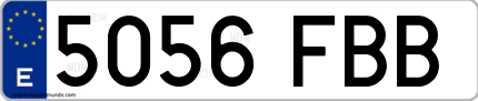 Ejemplo de matrícula de coche ordinaria 5056 FBB