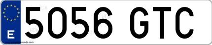 Ejemplo de matrícula española 5056 GTC