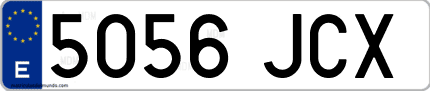 Ejemplo de matrícula de coche ordinaria 5056 JCX