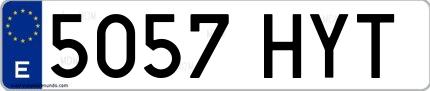 Ejemplo de matrícula española 5057 HYT