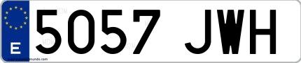 Ejemplo de matrícula española 5057 JWH