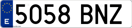 Ejemplo de matrícula de coche ordinaria 5058 BNZ
