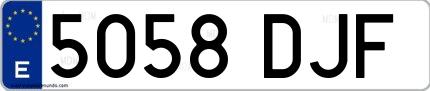 Ejemplo de matrícula española 5058 DJF