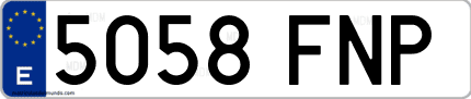 Ejemplo de matrícula de coche ordinaria 5058 FNP