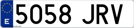 Ejemplo de matrícula española 5058 JRV