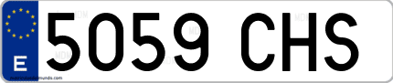Ejemplo de matrícula de coche ordinaria 5059 CHS