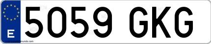 Ejemplo de matrícula española 5059 GKG