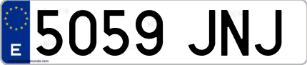 Ejemplo de matrícula de coche ordinaria 5059 JNJ