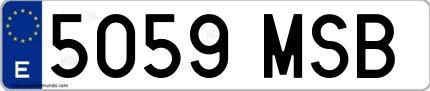 Ejemplo de matrícula española 5059 MSB