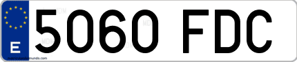 Ejemplo de matrícula de coche ordinaria 5060 FDC