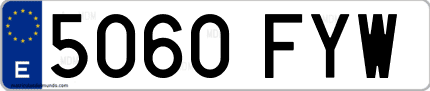 Ejemplo de matrícula de coche ordinaria 5060 FYW
