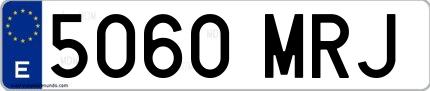 Ejemplo de matrícula española 5060 MRJ
