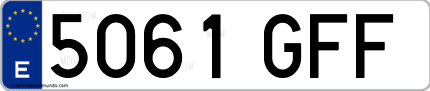 Ejemplo de matrícula de coche ordinaria 5061 GFF