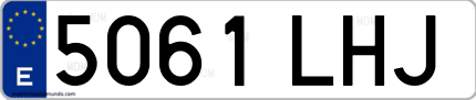 Ejemplo de matrícula de coche ordinaria 5061 LHJ