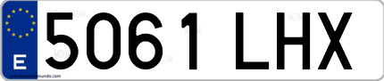 Ejemplo de matrícula de coche ordinaria 5061 LHX