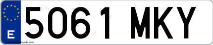 Ejemplo de matrícula de coche ordinaria 5061 MKY