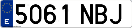 Ejemplo de matrícula de coche ordinaria 5061 NBJ